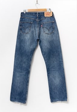 Levi's 501 vintage jeans in blue distressed denim