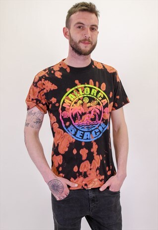 VINTAGE GRAPHIC TIE DYE TEE T-SHIRT IN BLACK MEDIUM