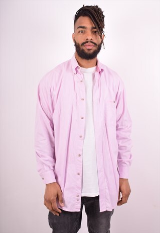 WRANGLER MENS VINTAGE SHIRT MEDIUM PINK CHECK 90S
