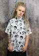 RETRO CELEBRITY SHIRT FAMOUS PRINT SHORT SLEEVE TOP IN WHITE