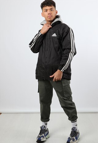 VINTAGE ADIDAS LARGE BLACK FESTIVAL WINDBREAKER JACKET