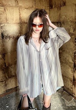 Vintage 90's stripped light brown oversized unisex shirt 