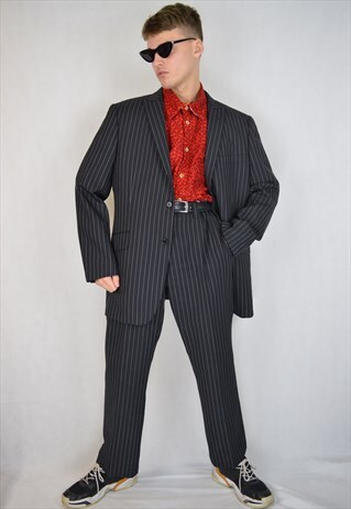 VINTAGE GREY OVERSIZE STRIPED CLASSIC RAVE SUIT