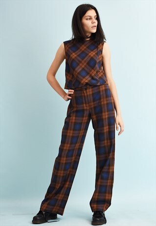 90'S RETRO CHECKED TARTAN CO-ORD TWO PIECE UNIFORM