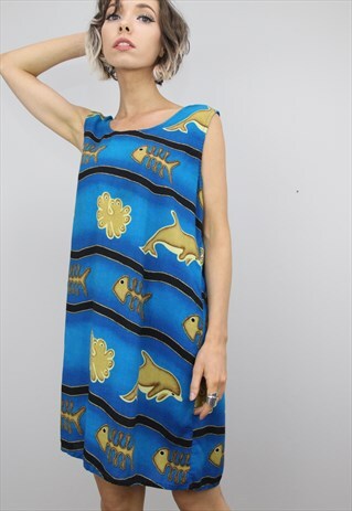 VINTAGE 90S PATTERNED SUMMER SLIP DRESS