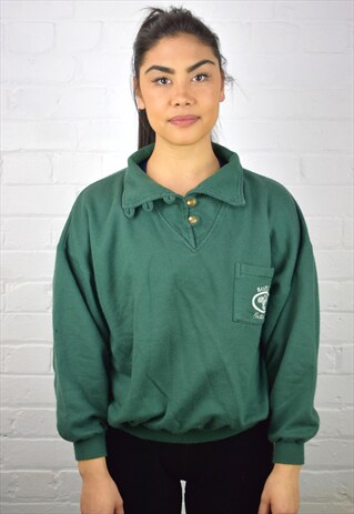 VINTAGE 90'S 1/4 BUTTON CROPPED SWEATSHIRT