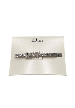 Dior For Peace Logo Hair Clip Slide Accessory Logo Silver 