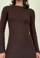 Y2K VINTAGE MOHAIR BROWN KNIT DRESS