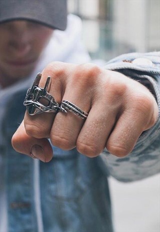 DOOM MASK RING- SILVER