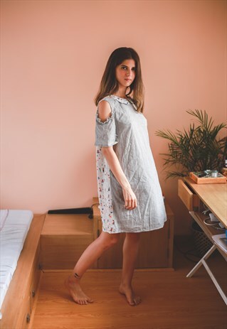 'HEADING HOME' STRIPPED AND PRINTED DRESS