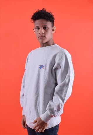 GREY CHAMPION DISCOVERY CHANNEL EMBROIDERED SWEATSHIRT