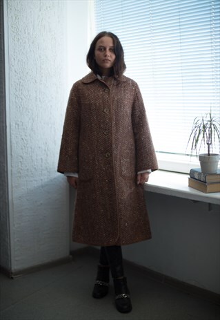 VINTAGE 80'S BROWN WOVEN COAT