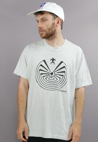 VINTAGE ARIZONA TOURIST T-SHIRT IN GREY WITH MOTIF