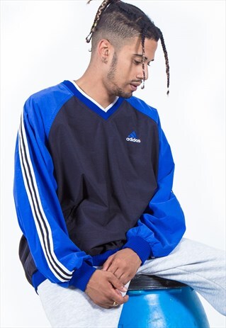 VINTAGE RETRO 90'S ADIDAS V-NECK PULLOVER JACKET / S2462