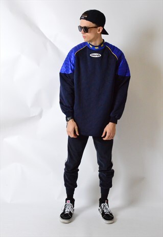 VINTAGE 90S NAVY BLUE FOOTBALL GOALIE LONG SLEEVE SHIRT