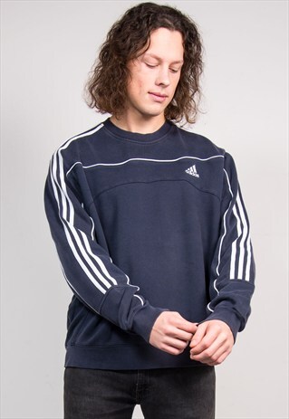 90'S VINTAGE NAVY ADIDAS SWEATER SWEATSHIRT