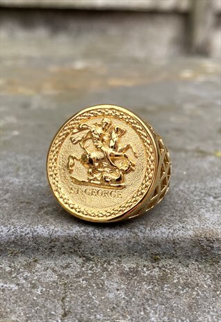 MENS GOLD ST GEORGE RING
