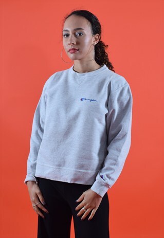 GREY CHAMPION EMBROIDERED SWEATSHIRT