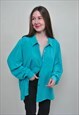 ESSENTIAL GREEN BLOUSE, VINTAGE MINIMALIST SHIRT WITH PUFF 