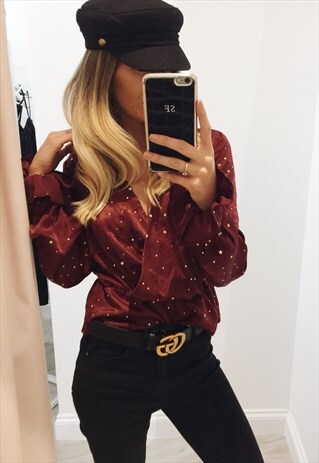 STAR AND MOON BLOUSE - BURGUNDY