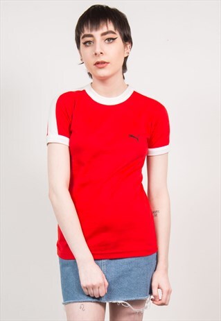 PUMA T-SHIRT 80'S RED & WHITE RINGER