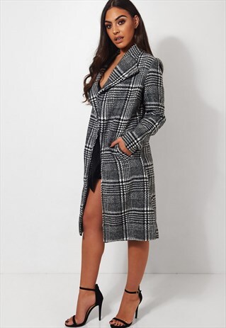 PAIGE BLACK & WHITE CHECK PRINT COAT