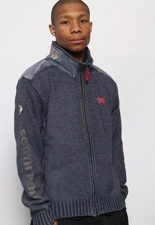 VINTAGE NAPAPIJRI WOOL FULL ZIP JUMPER GREY