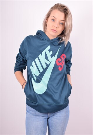 NIKE WOMENS VINTAGE HOODIE JUMPER MEDIUM GREEN 90'S