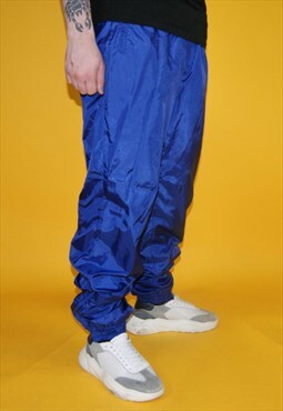 Vintage 80s Adidas Originals Blue Lined Track Pants, Large