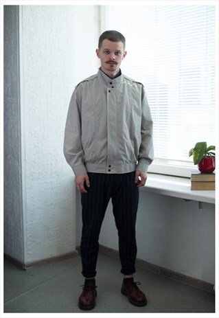 VINTAGE 80'S GREY BOMBER JACKET
