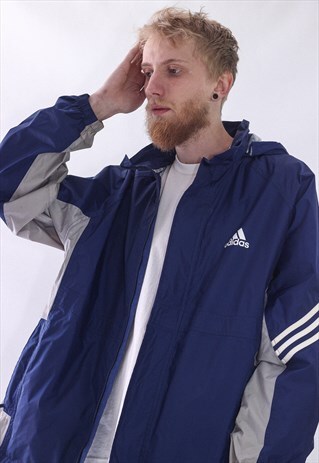 VINTAGE MENS ADIDAS LOGO WINDBREAKER WATERPROOF TEAM JACKET