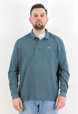 Polo Long Sleeve Shirt Cotton Pullover FR 7 Casual Blue Top