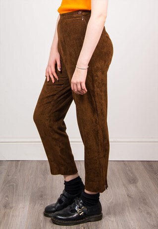VINTAGE 90'S VELVET HIGH WAIST TAPERED TROUSERS