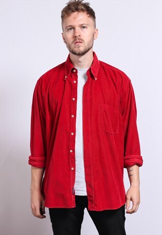 VINTAGE CORDUROY CORD SHIRT RED