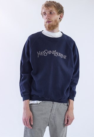 RARE VINTAGE MENS YVES SAINT LAURENT YSL BIG LOGO SWEATSHIRT