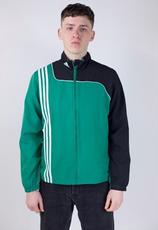 VINTAGE ADIDAS ZIP UP GREEN AND BLACK 90'S JACKET