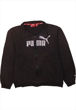 Vintage 90's Puma Sweatshirt Spellout Full Zip Up Black