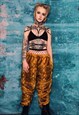 SNAKE FUR JOGGERS HANDMADE LUXURY PYTHON FLEECE PANTS YELLOW