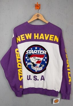 Vintage 80s RARE Starter New Haven Sweatshirt White Medium