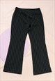 VINTAGE FLARE TROUSERS Y2K RAVE PANTS LOW RISE PINSTRIPED