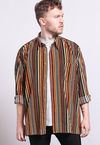 VINTAGE CORDUROY CORD SHIRT BROWN