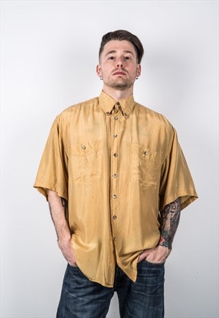 VINTAGE 1980S YELLOW SILK SHIRT