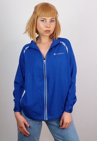 VINTAGE 90'S CHAMPION TRACK JACKET IN BLUE