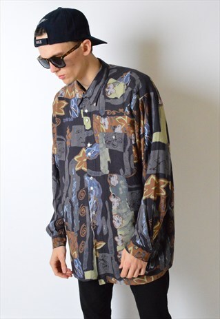 VINTAGE 90S ABSTRACT LONG SLEEVE SHIRT