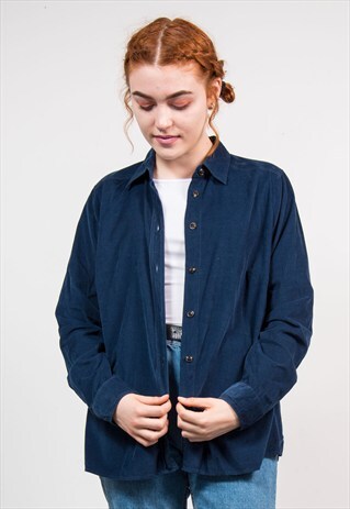 VINTAGE 90'S DARK BLUE CORD SHIRT