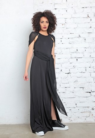 VICTORIAN DRESS, CONVERTIBLE DRESS, EXTRAVAGANT BLACK DRESS