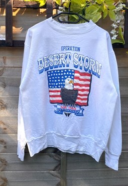 Vintage USA operation desert shield white sweatshirt medium