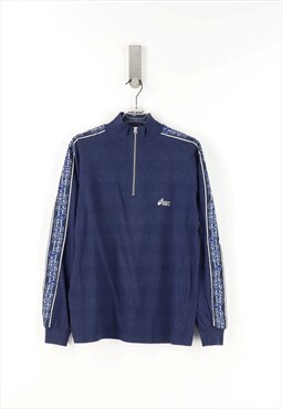 Asics 1/4 Zip Sweatshirt in Blue - XS