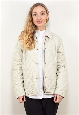 Vintage 00's Women Barbour Quilted Jacket in Off White