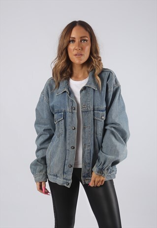 VINTAGE DENIM JACKET OVERSIZED FITTED UK 14 LARGE (HDZ)